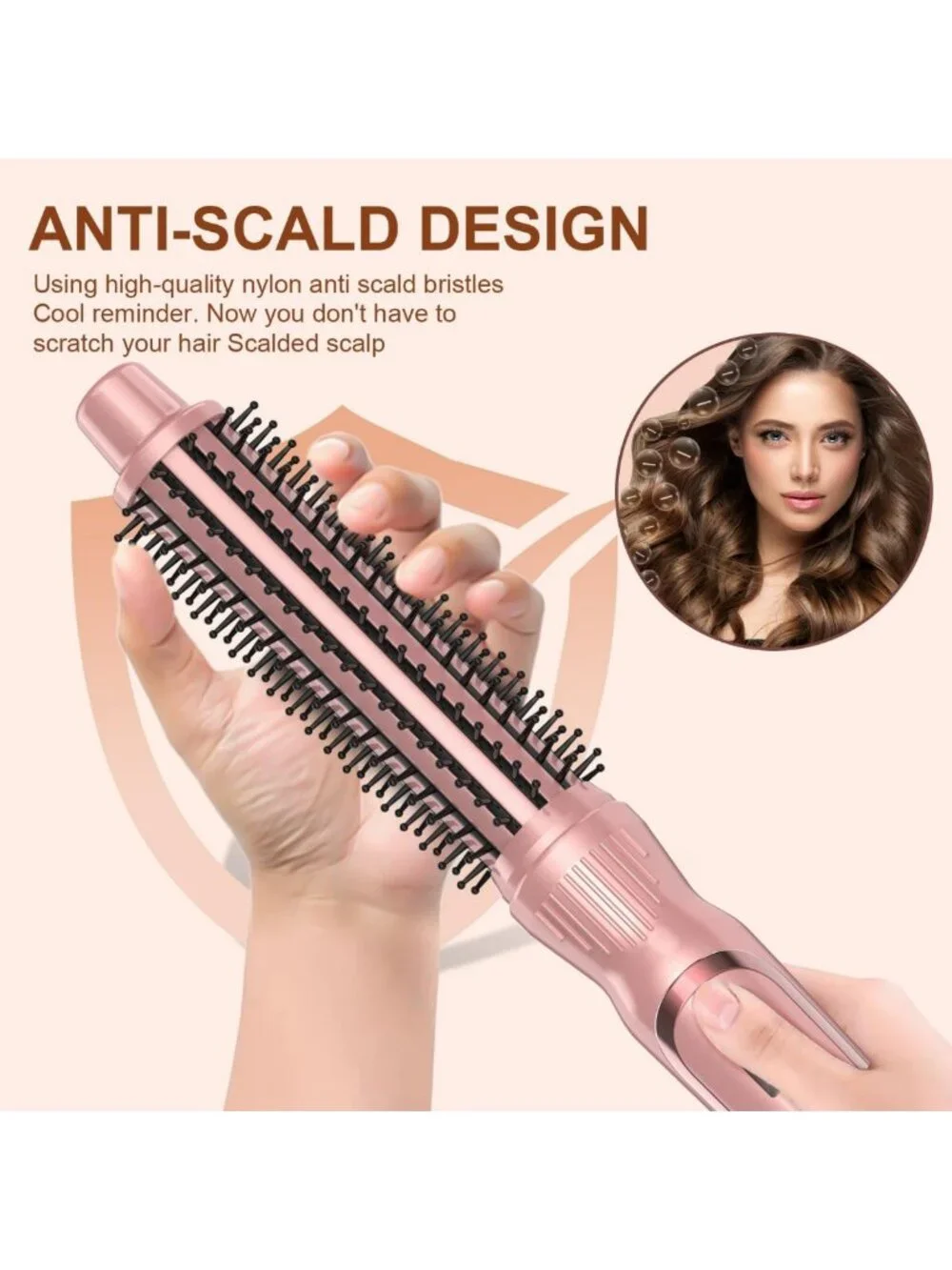 Heated 1-Inch Curling Brush - Round Hair Styler for Volume & Curls